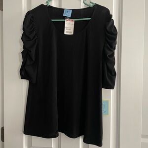 NWT Black top with ruffle sleeves XL